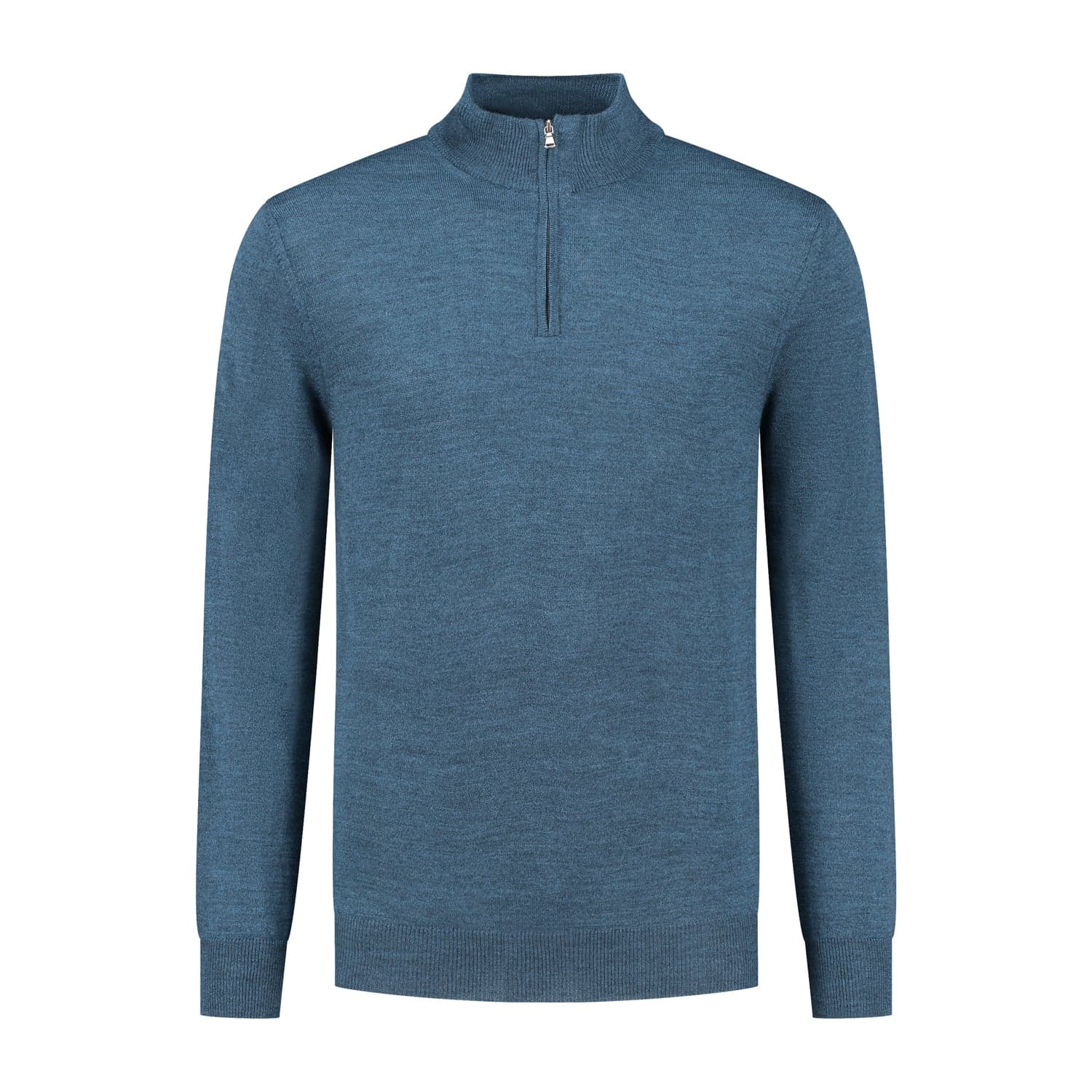 Suéter media cremallera merinoblend azul — afbeelding 5