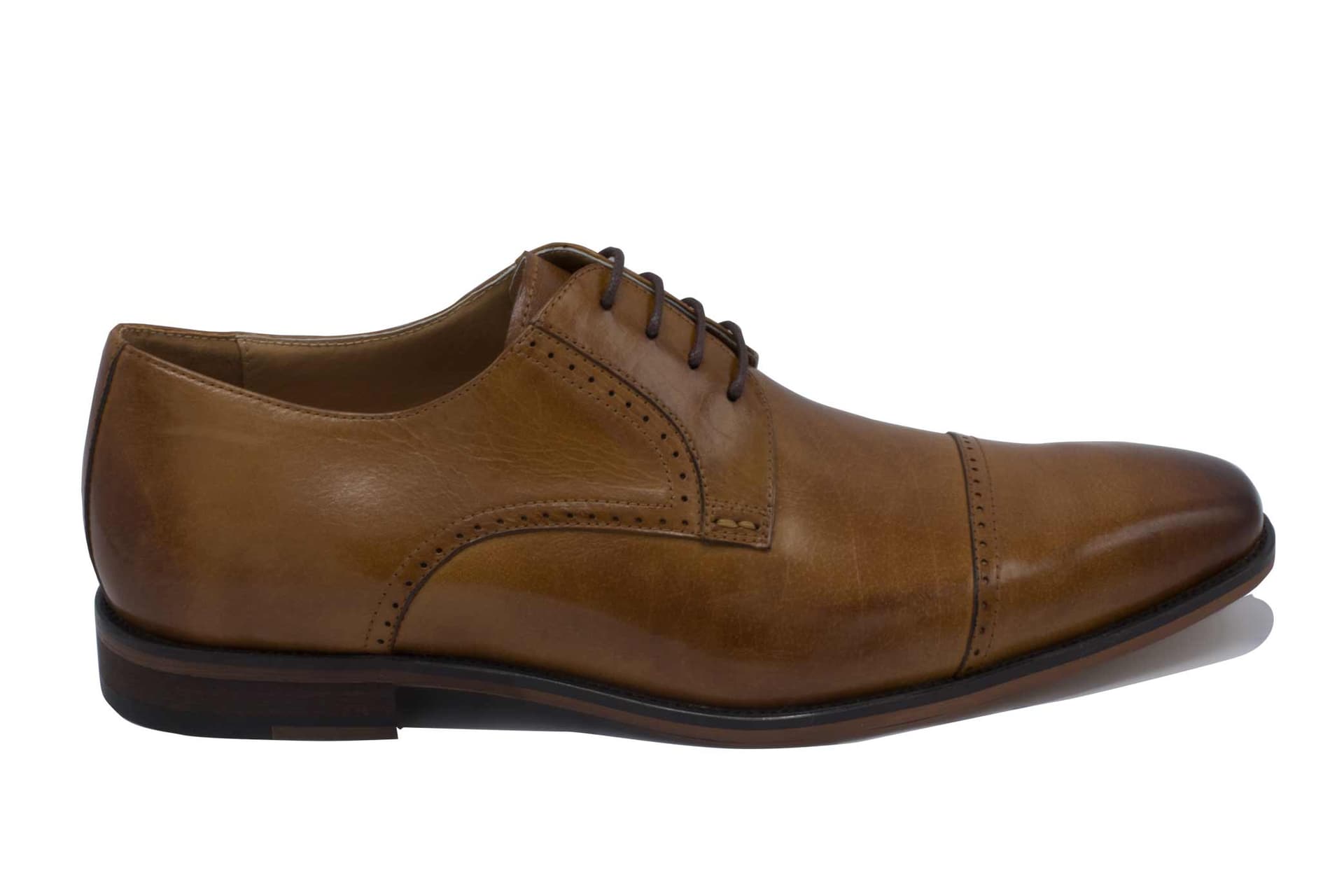Schnürschuh Cap Toe Leder Cognac — Abbildung 6