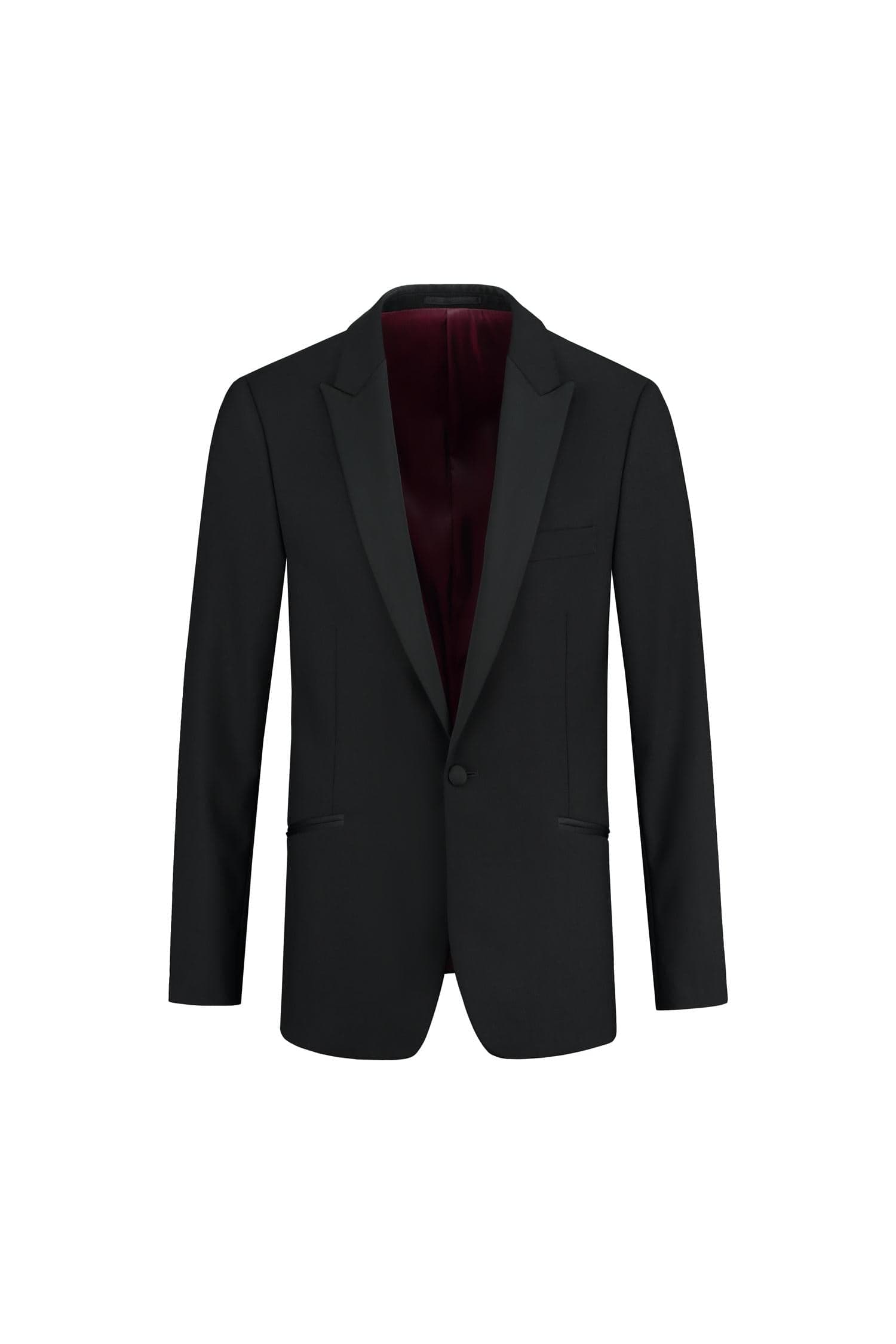 Zwarte wol smokingjas met puntkraag; jas smoking punt wol, ademend en warm design.