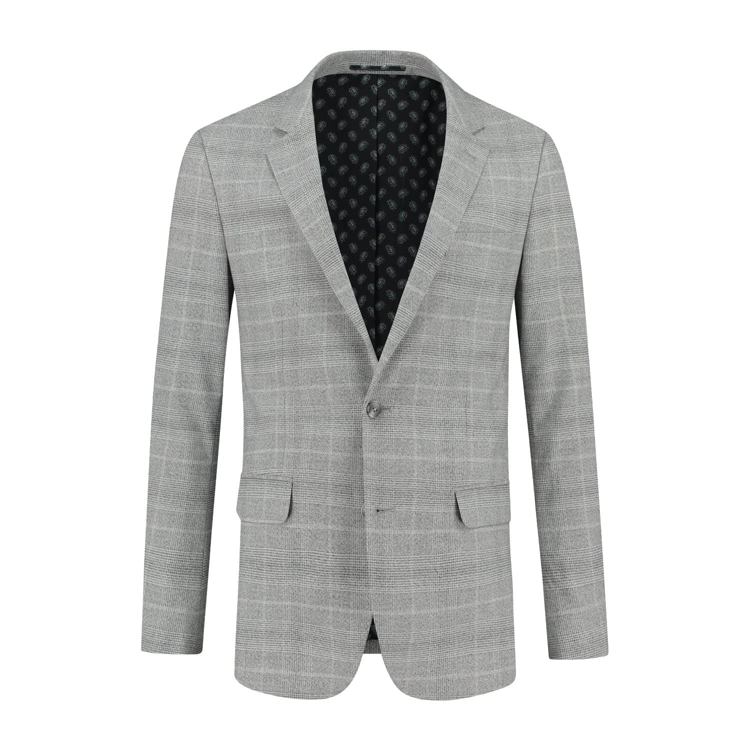 Veston carreaux gris clair — afbeelding 3