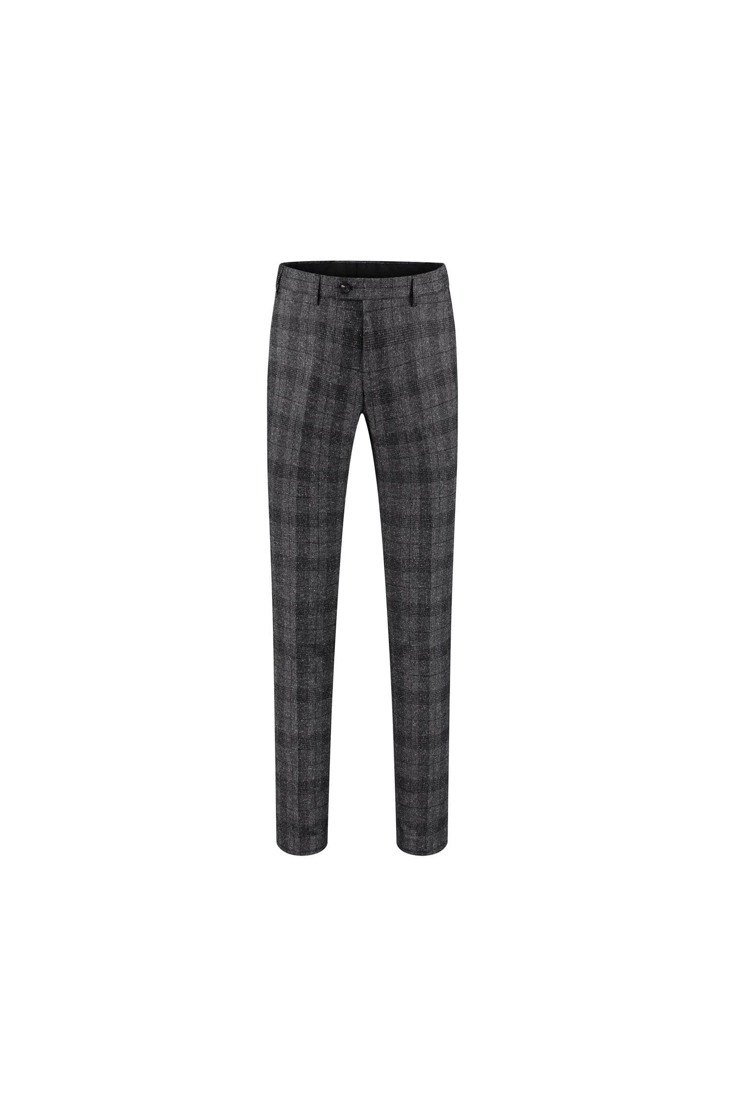 Pantalon ruit grijs: grijze ruit pantalon met riemlussen en steekzakken.