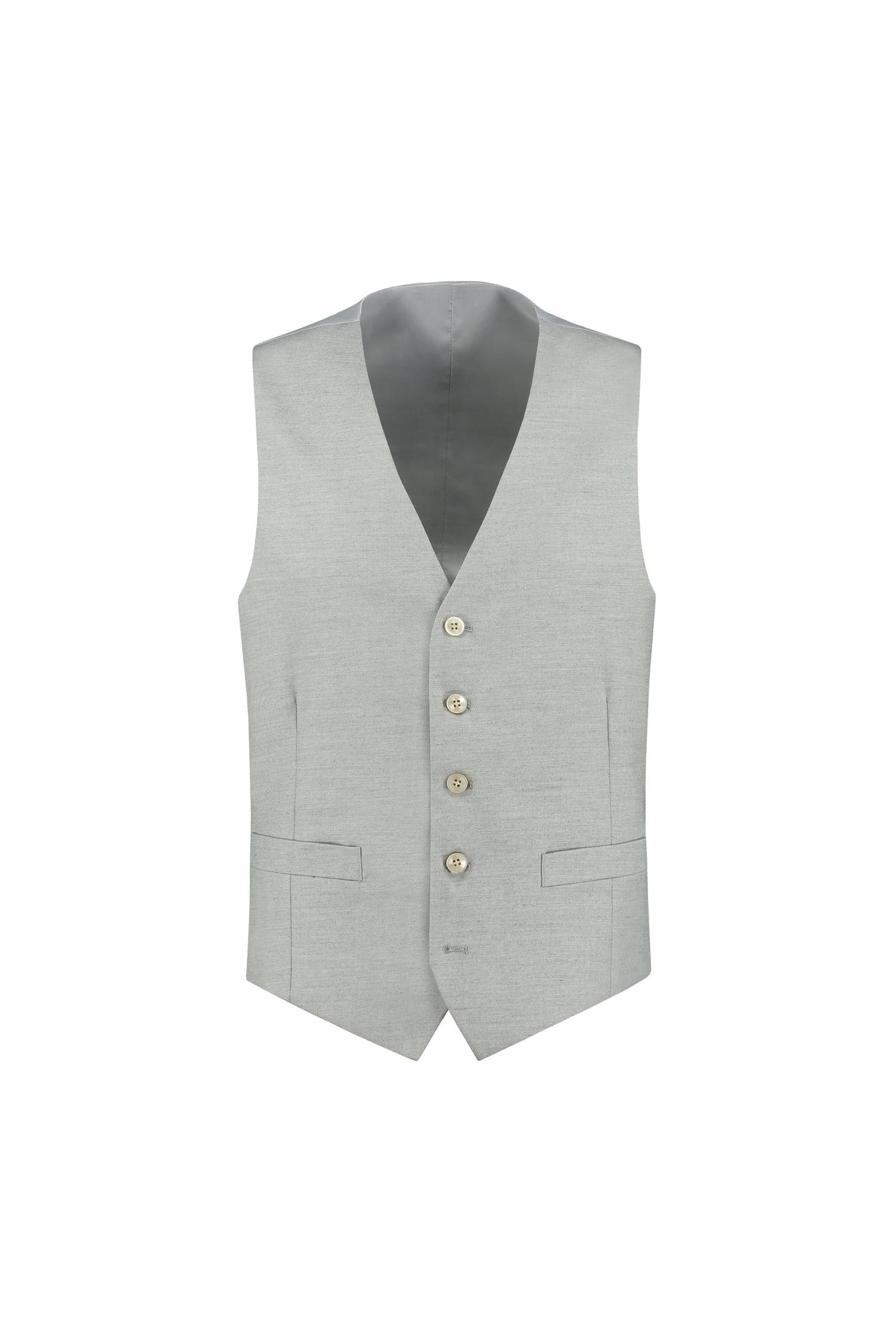 Gilet uni zand MixMatch, zandkleurig gilet met V-hals en vierknoopsluiting.