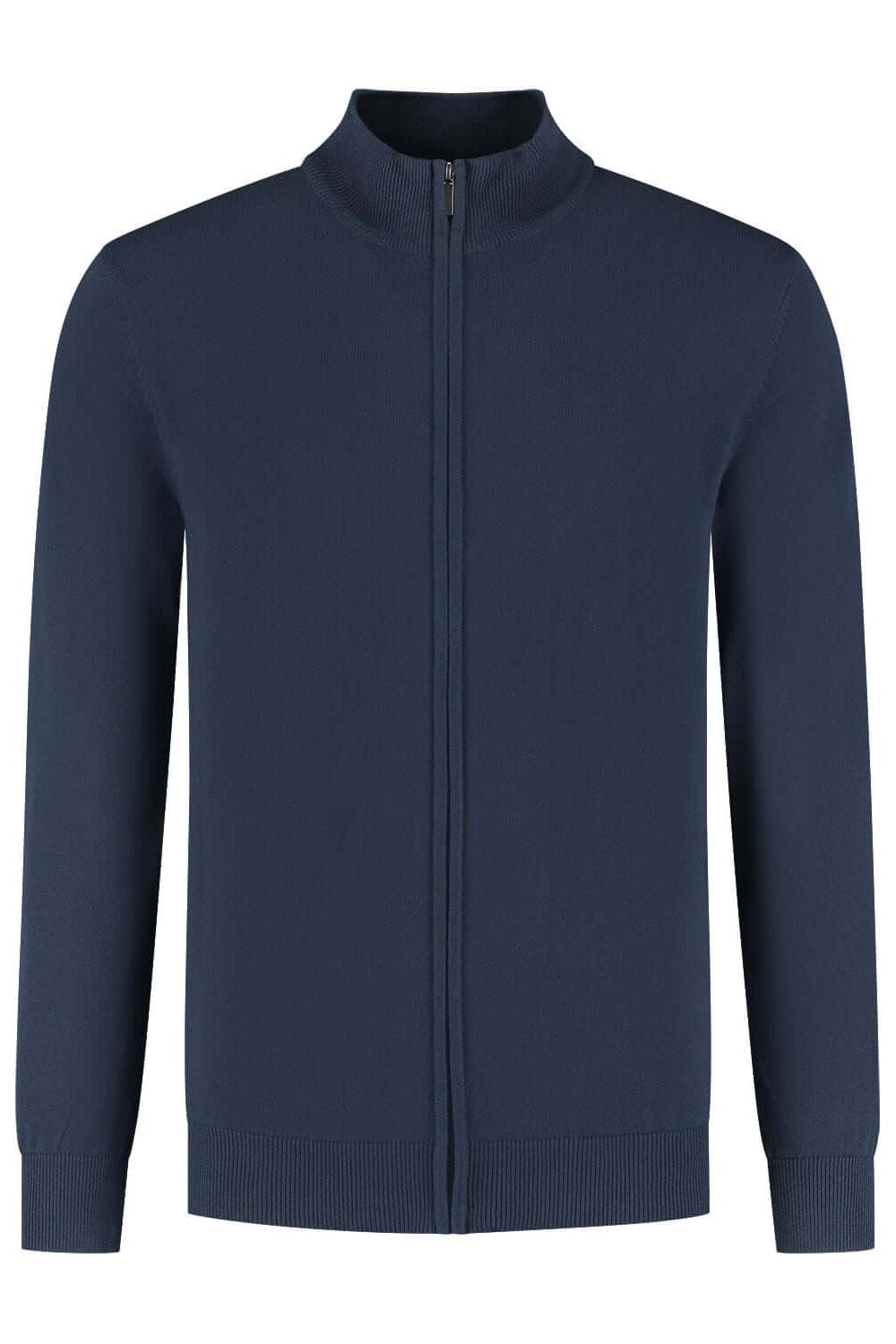 Full zip navy: katoenen full-zip jack in navy met soepele ritssluiting, perfect voor casual outfits.