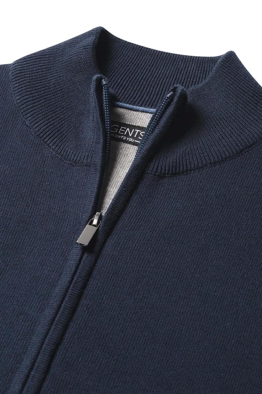 Full zip navy jack met soepele ritssluiting, perfect voor casual en comfortabele looks.