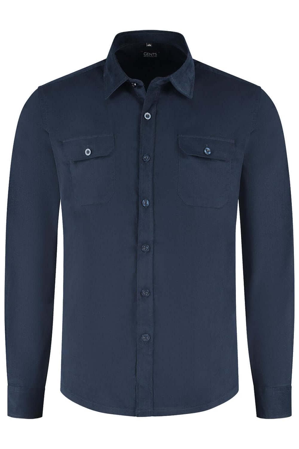 Overshirt corduroy blauw, donkerblauw corduroy overshirt van katoen met knoopsluiting.