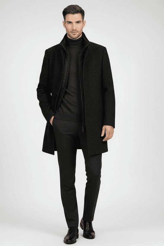 Abrigo pata de gallo cortavientos gris-negro — afbeelding 3