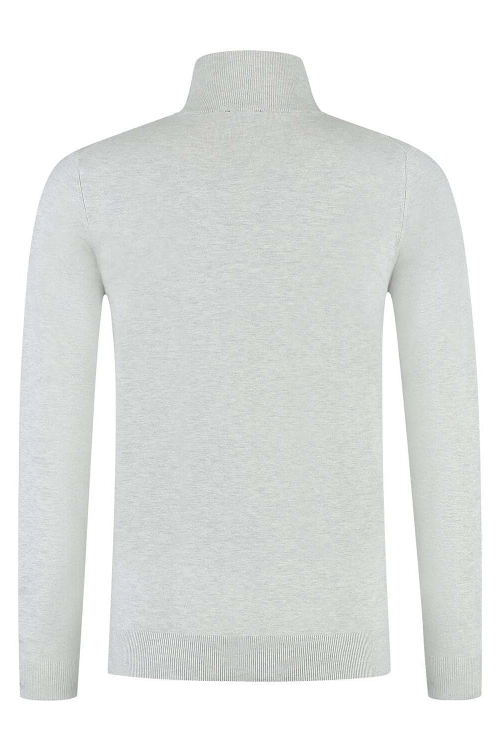 Turtle neck zilverwit, lichtgewicht ademende koltrui met elastische kraag en kreukvrij design.