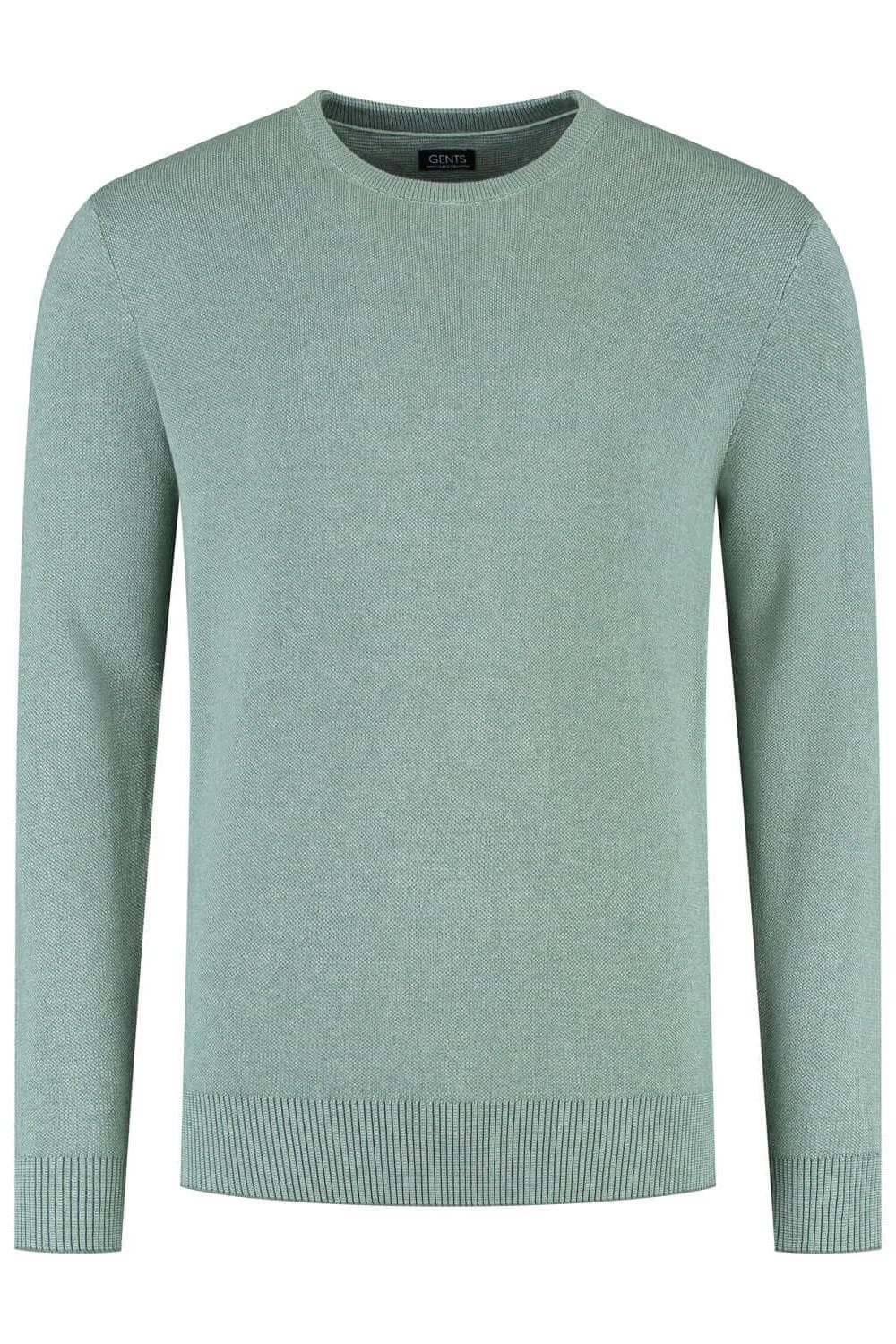 Ronde hals two-tone groen katoenen trui met ronde hals in ademend groen