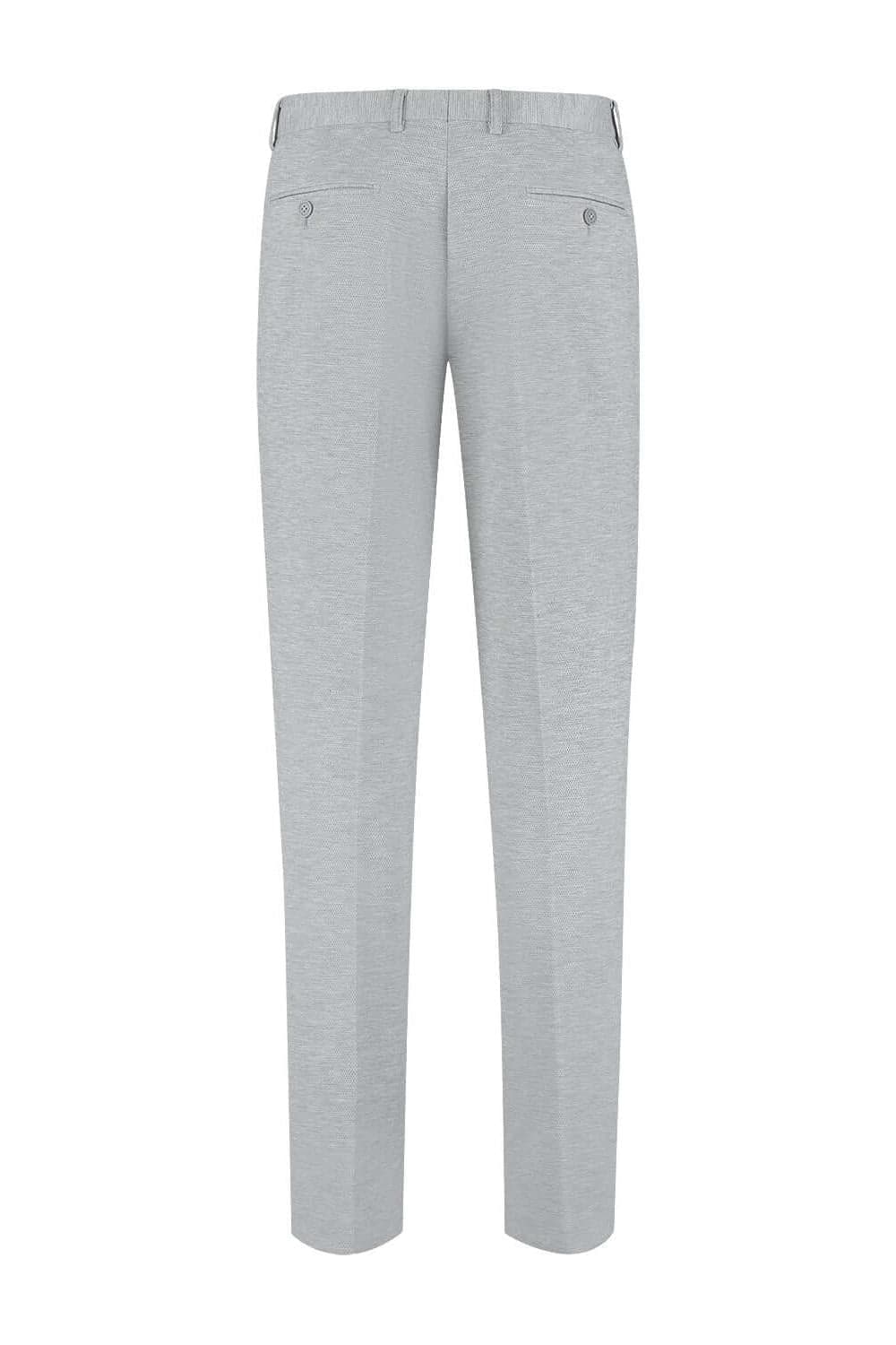 Pantalon stretch pique melange grijs, grijze melange stretchbroek met comfortabele pasvorm en veelzijdigheid.