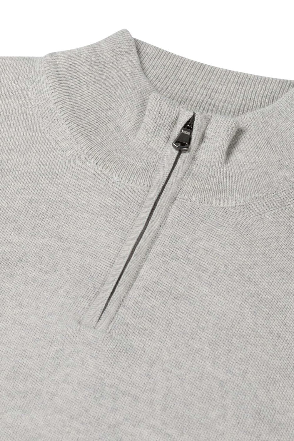 Halfzip merinoblend lichtgrijs trui met halve rits, zacht en ademend, lichtgrijze kleur.