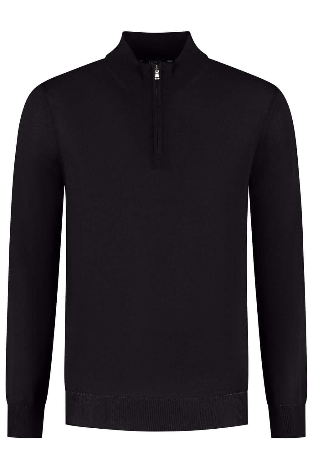 Halfzip merinoblend zwart - ademende, warme halfzip met merinowolmix, veelzijdig en stijlvol.