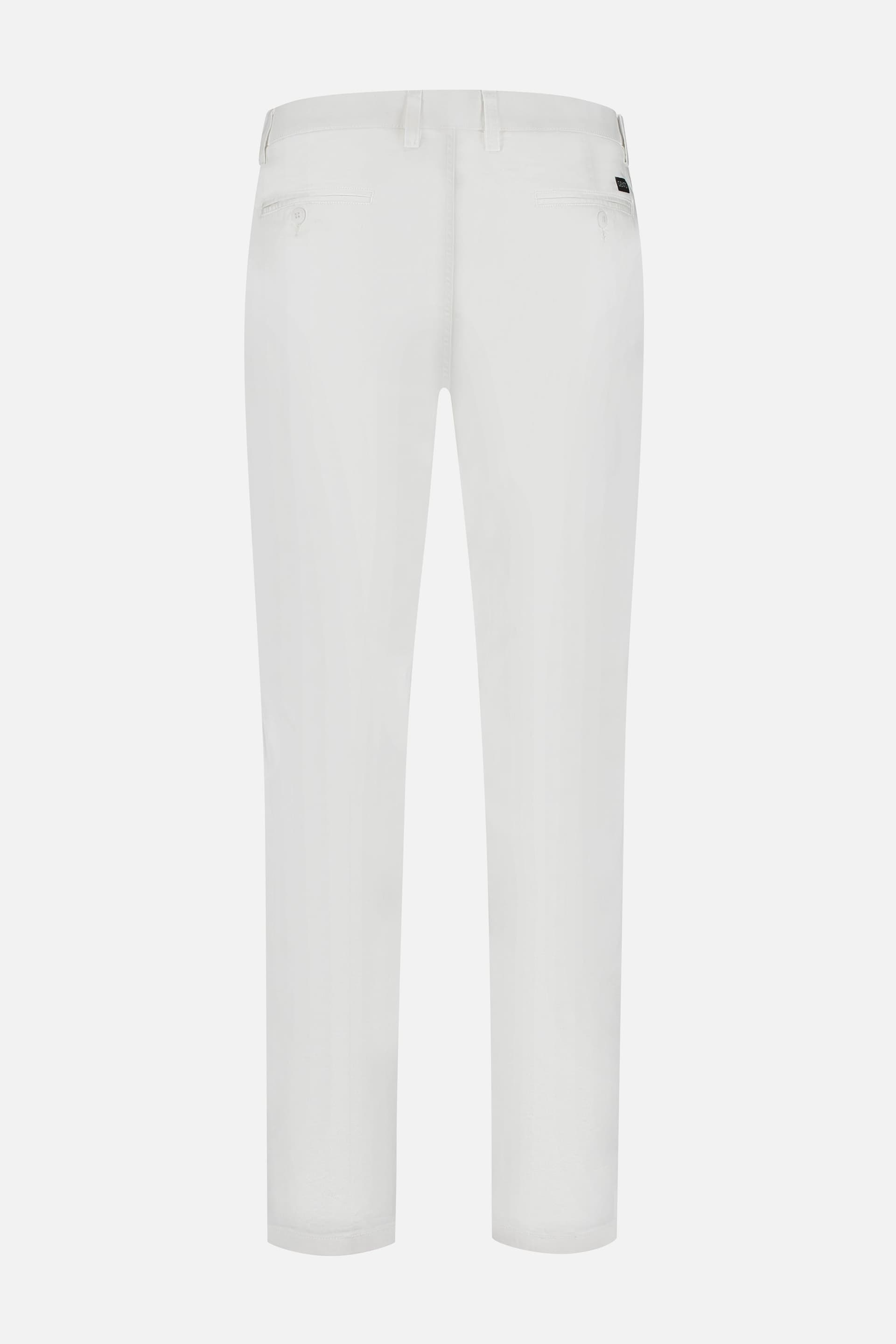 Back view of Chino stretch dobby wit in white, showcasing its sleek design and modern fit.