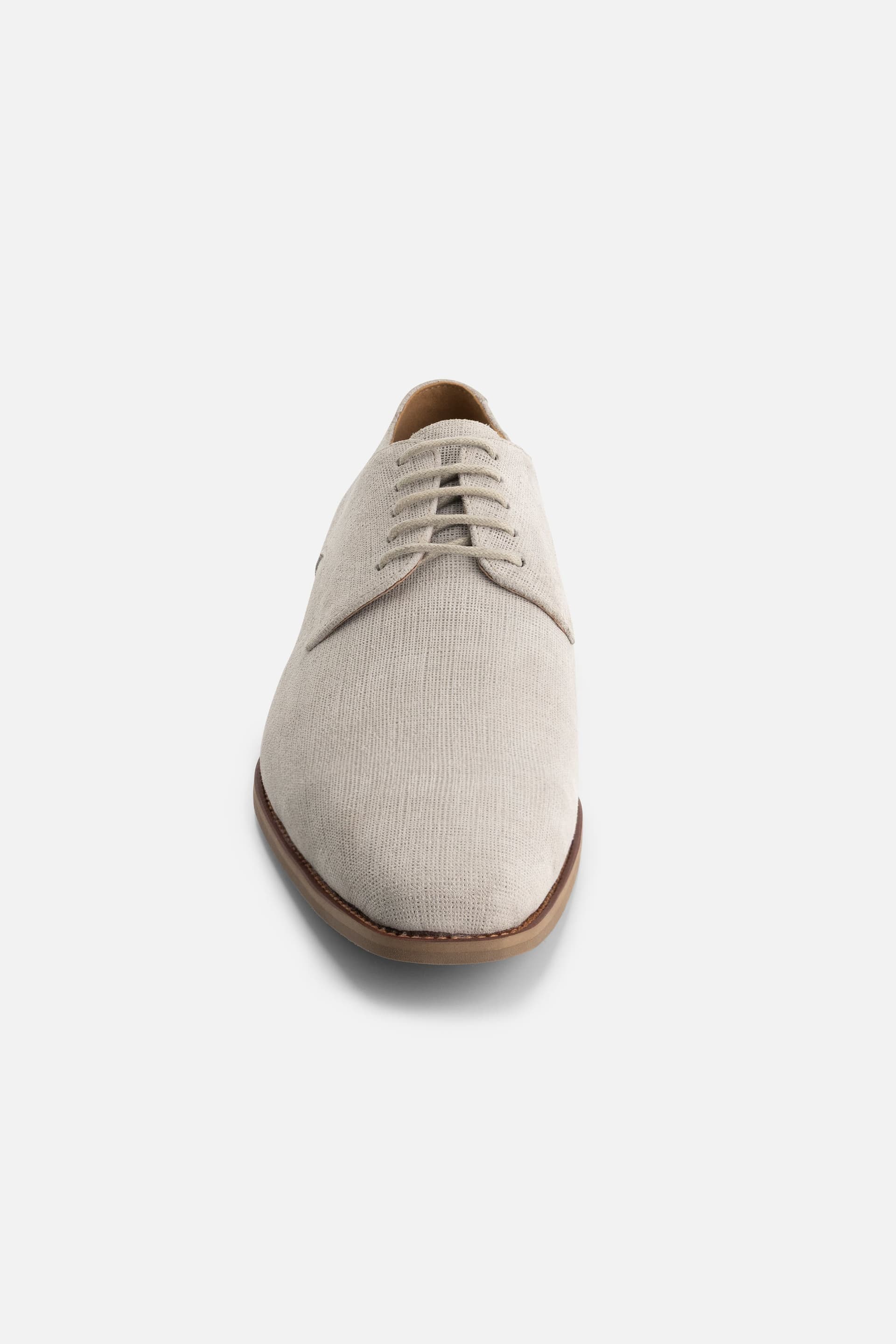 Veterschoen suede structuur lichtgrijs — afbeelding 5