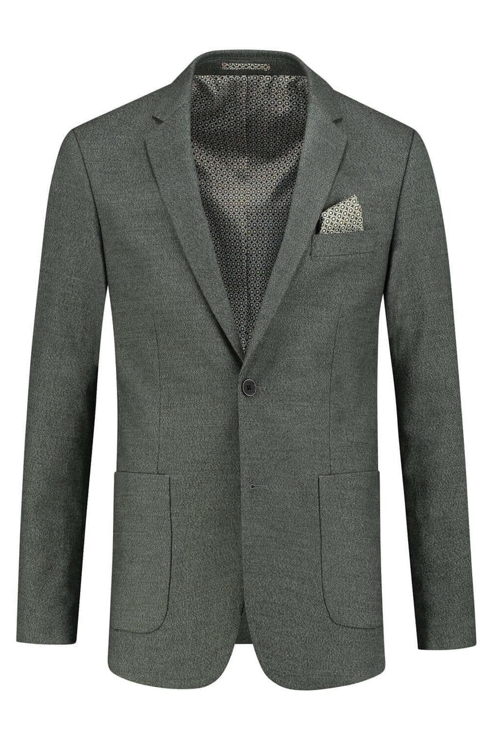 Colbert tweedlook Groen groene/grijze tweedlook blazer met subtiele structuur en comfortabele pasvorm.