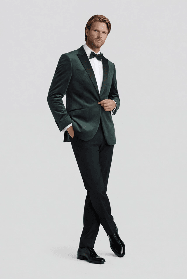 Dinnerjacket velvet groen — afbeelding 3