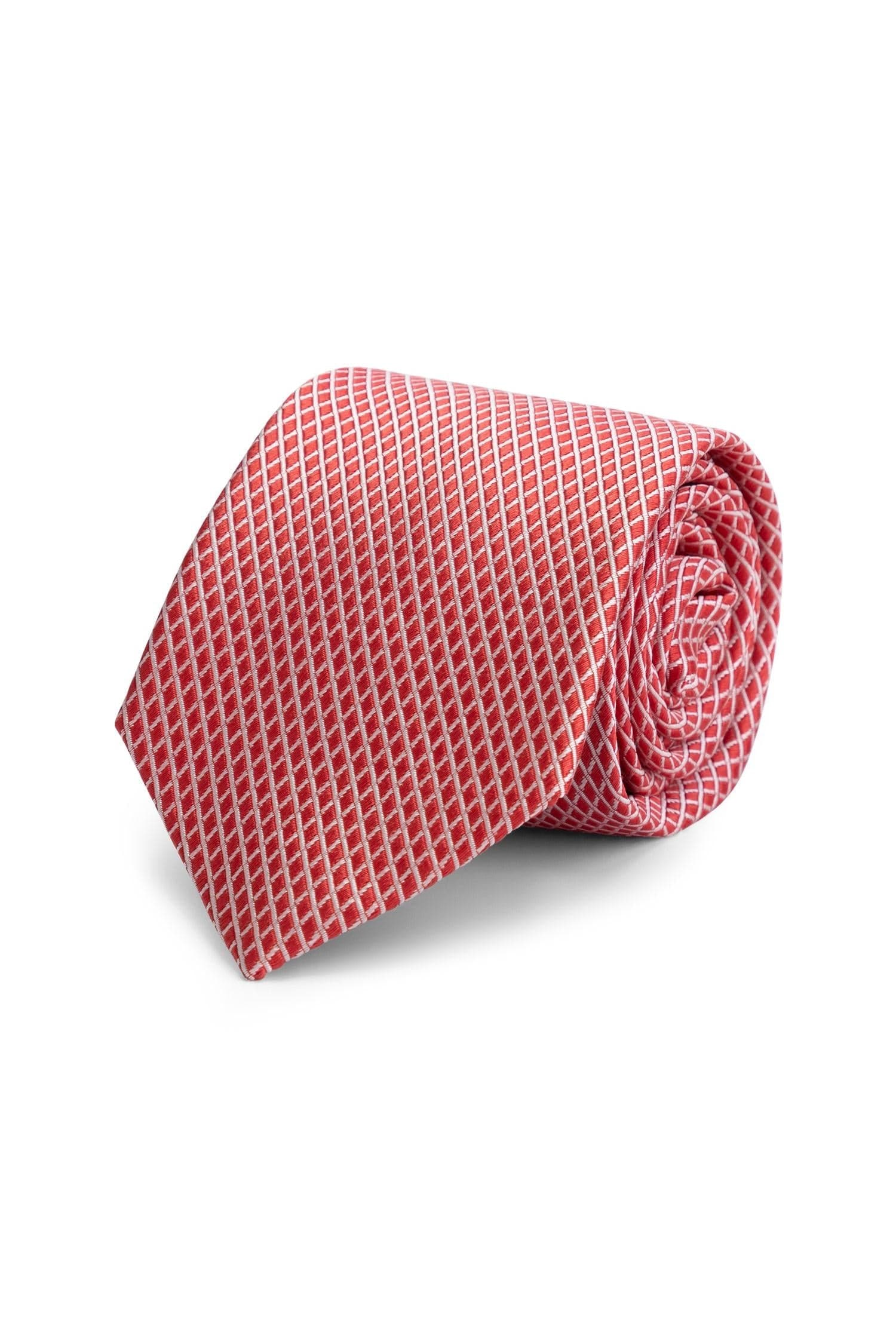 Stropdas zijde ruitmotief rood