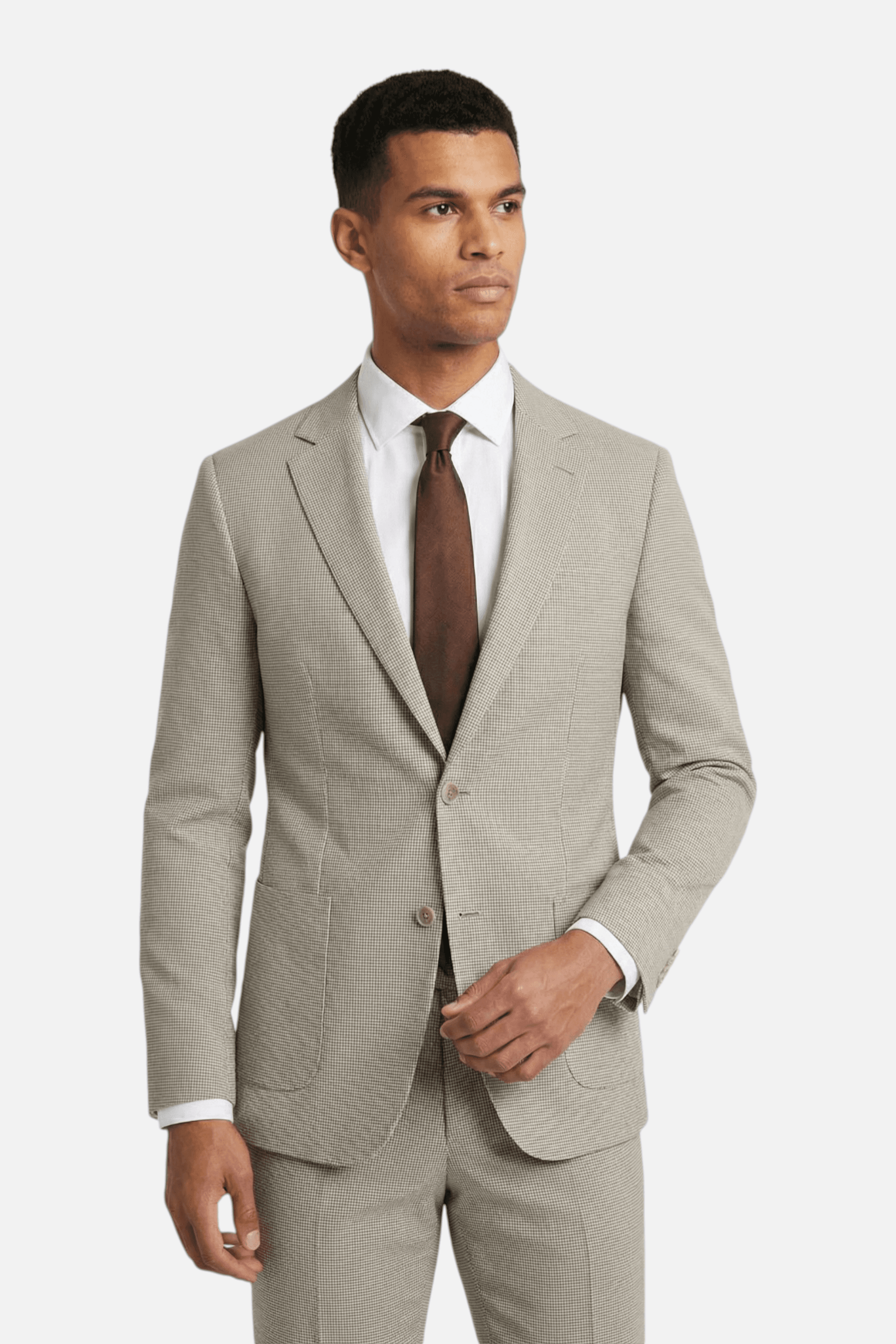 Colbert pied-de-poule beige — afbeelding 2