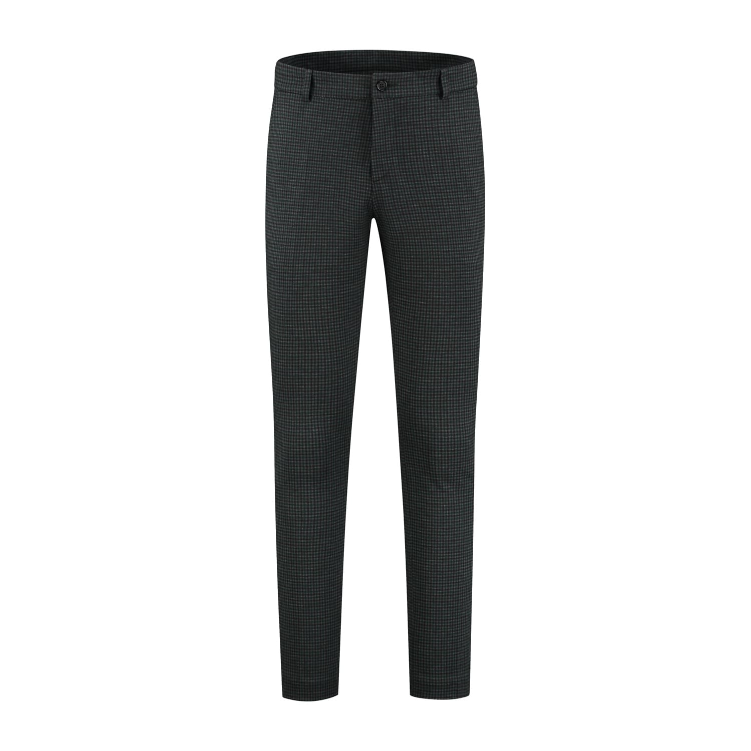 Chino slim miniruit grijs-groen