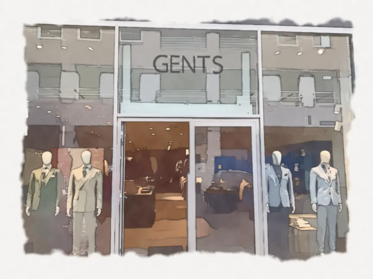 Watercolour of the GENTS Almere storefront
