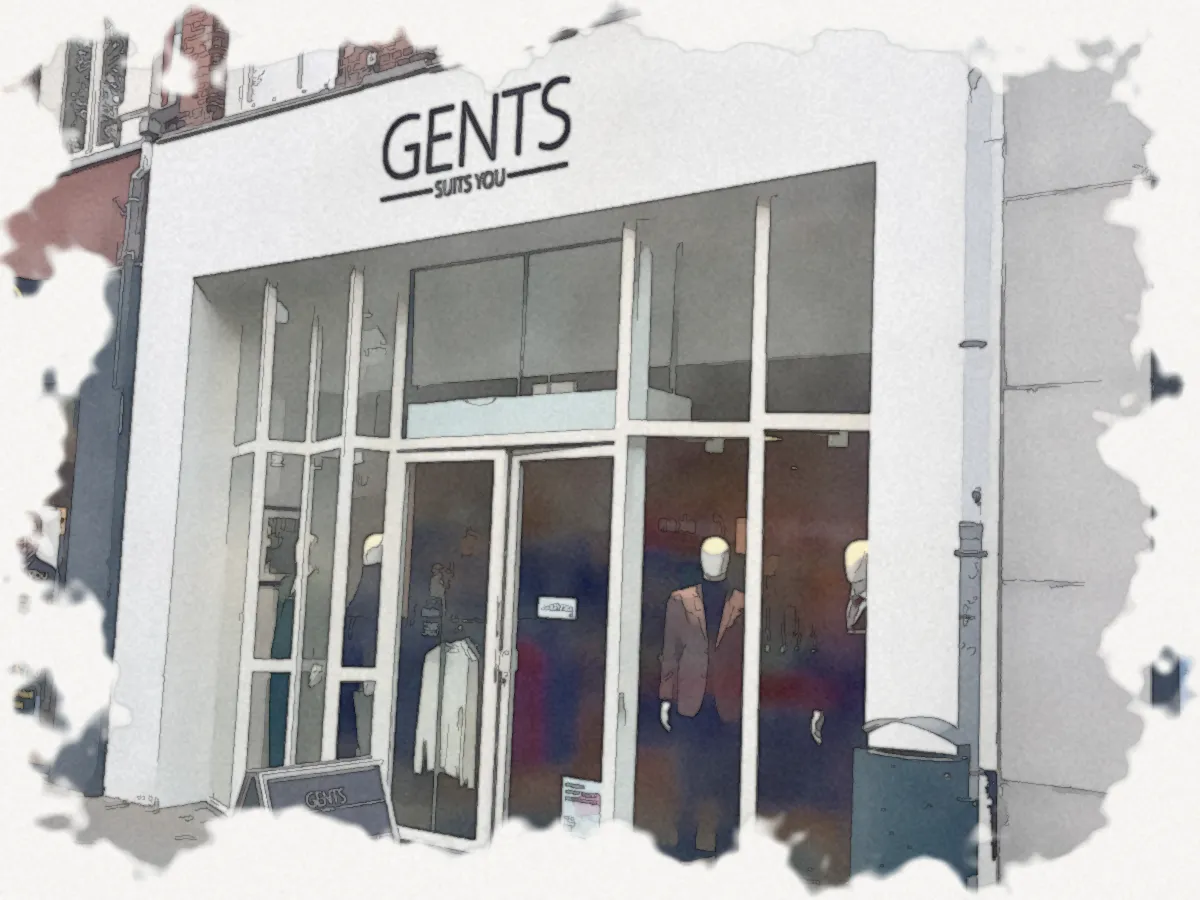 Watercolour of the GENTS Enschede storefront