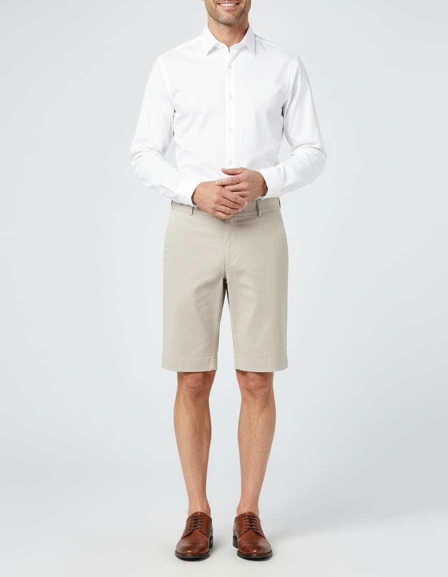 Korte broek bermuda zand — op model