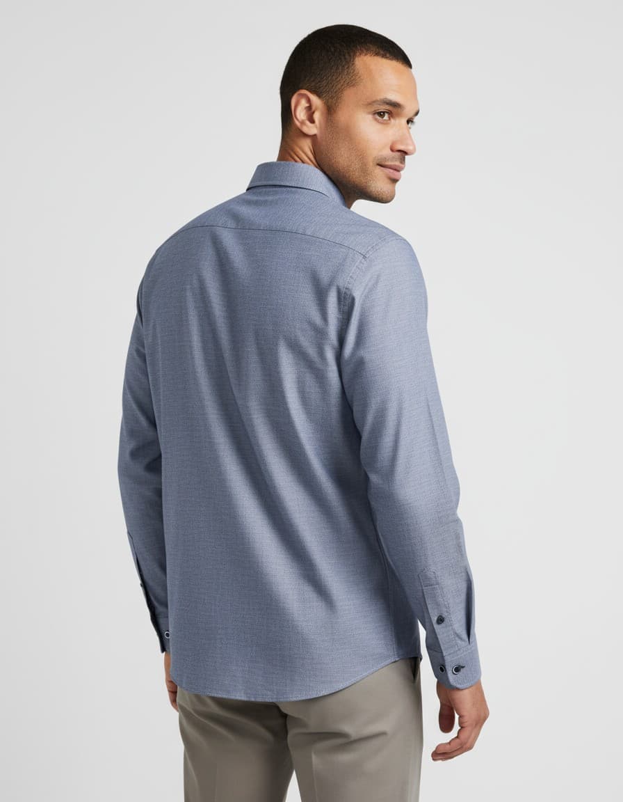 Overhemd Blumfontain grijsblauw extra lange mouw — op model