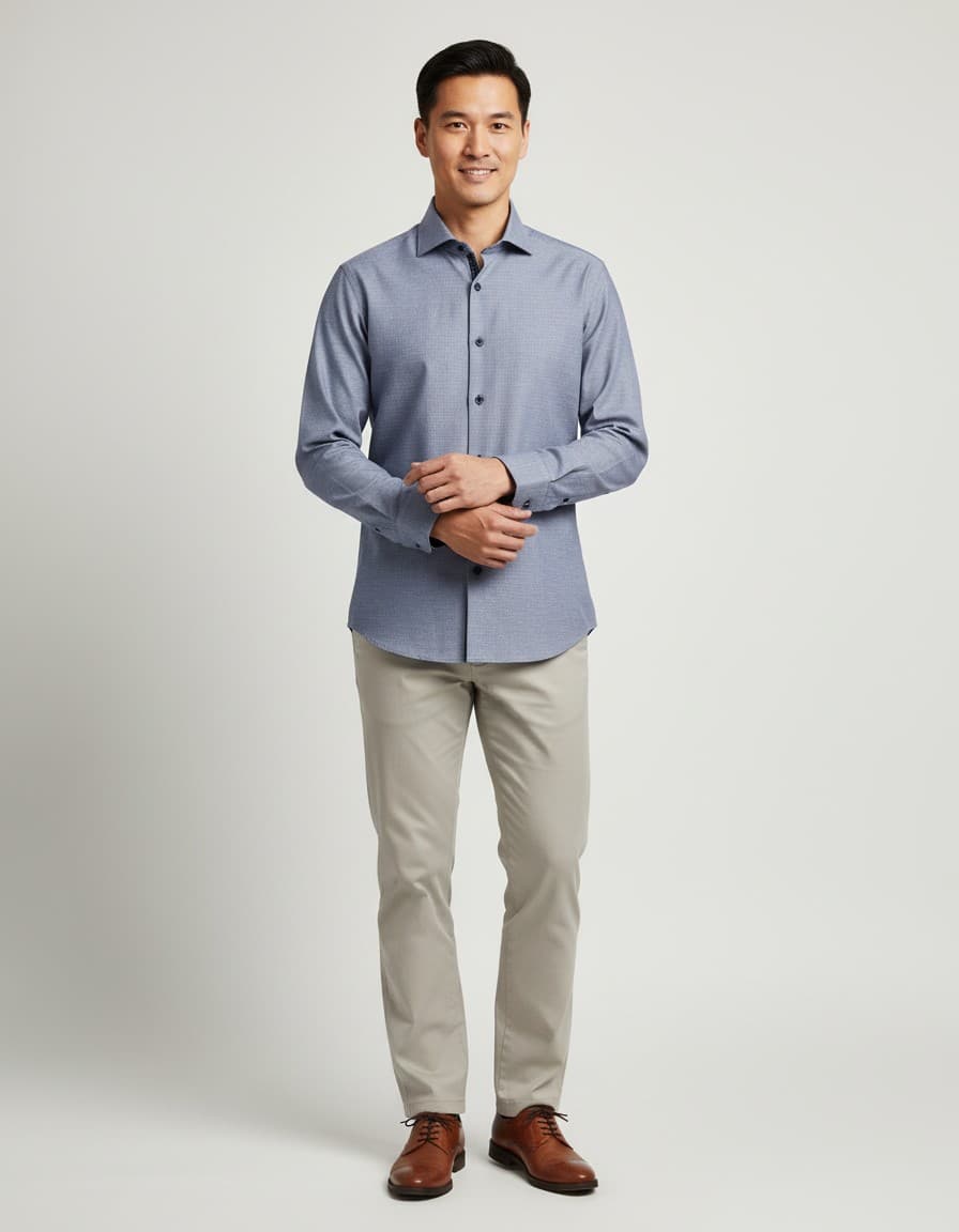 Hemd Blumfontain grijsblauw — op model