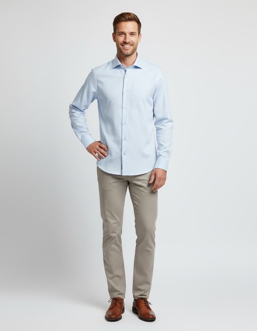 Hemd Blumfontain linnenprint uni — op model