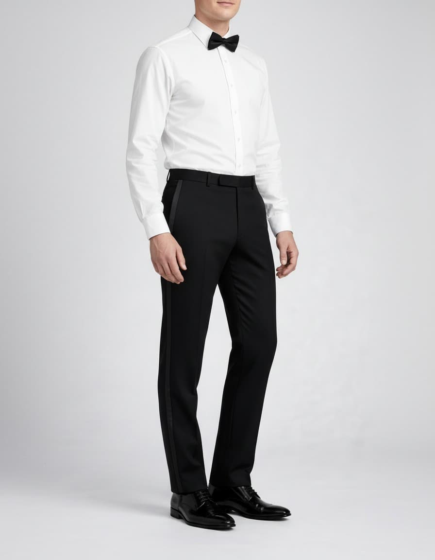 Dinner Suit Trousers Poly-Wool Black — on model