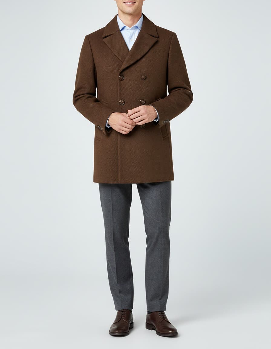 Camel Hair Coat Brown — on model