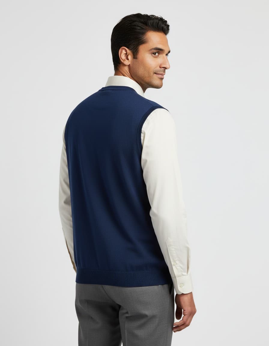 Cardigan kobalt — op model