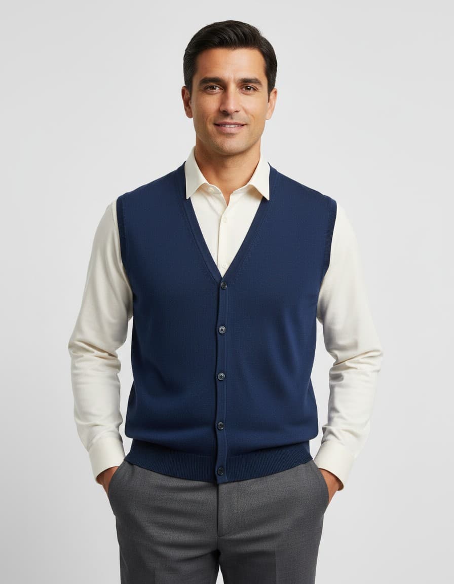 Cardigan kobalt — op model