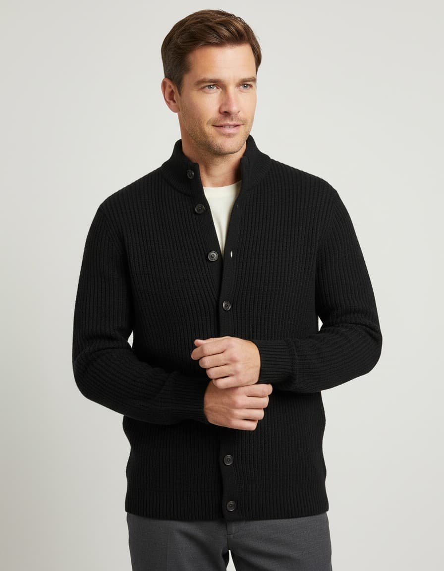 Cardigan zwart — op model