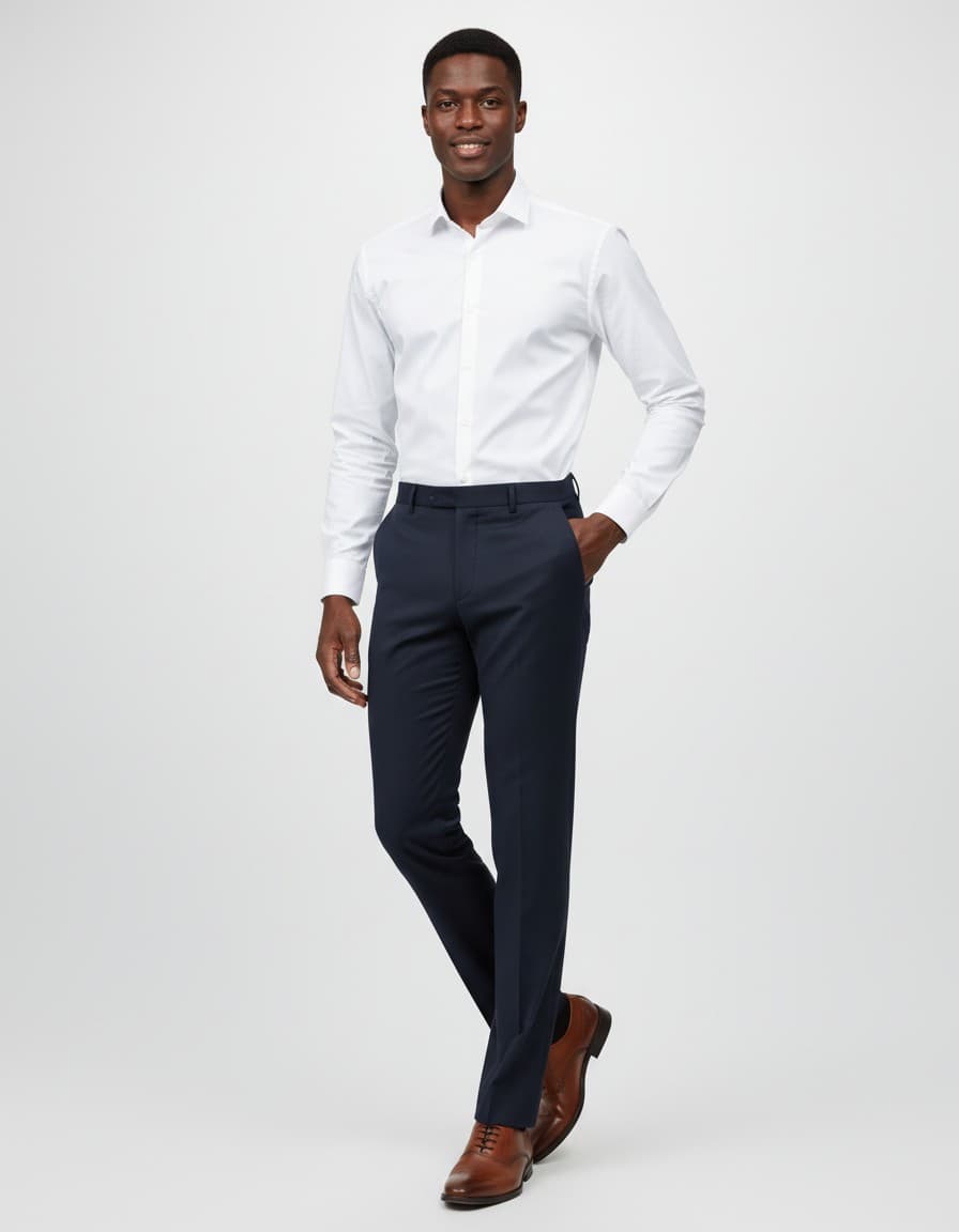 Chino slim uni navy — op model