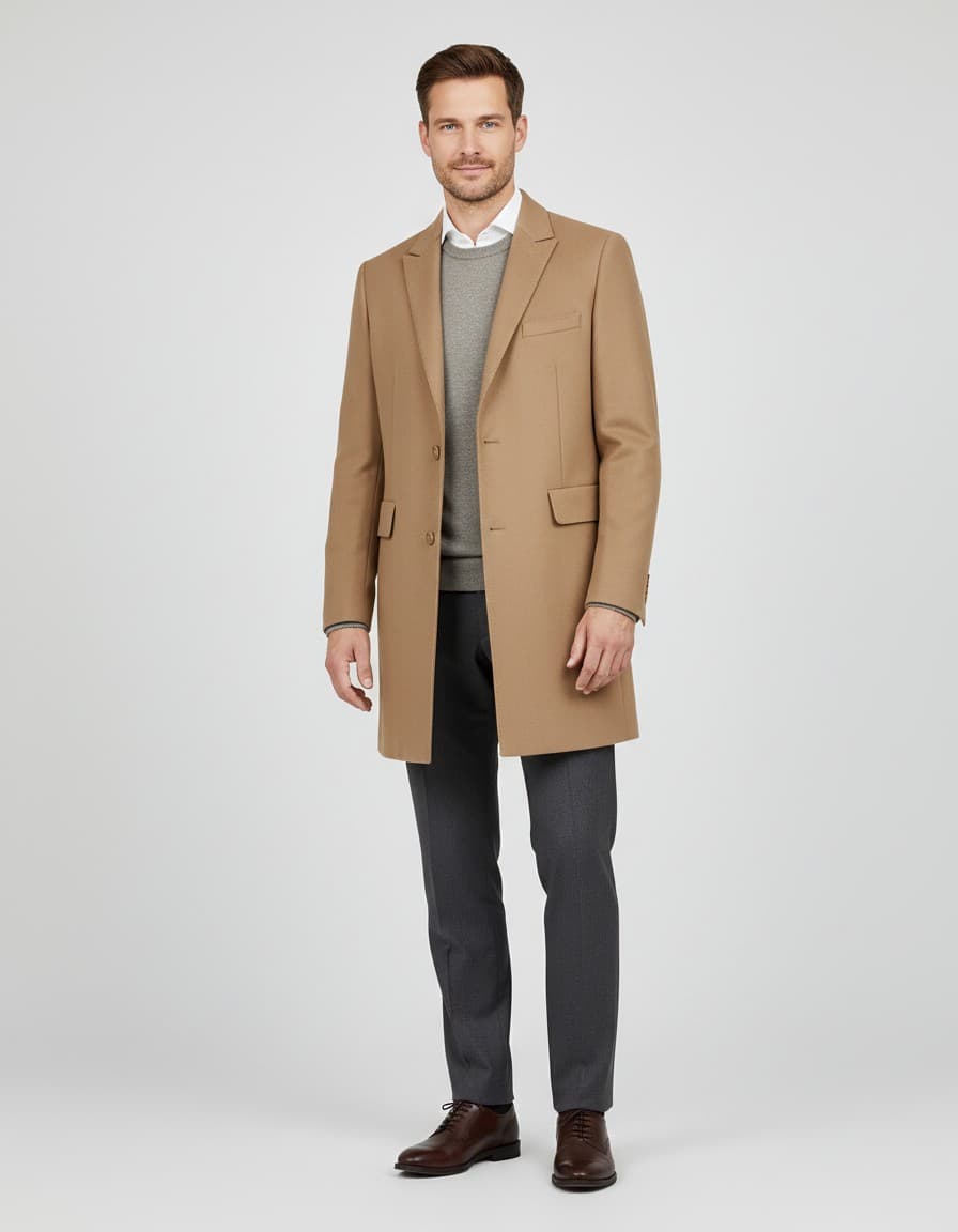 Camel Unconstructed Coat — on model