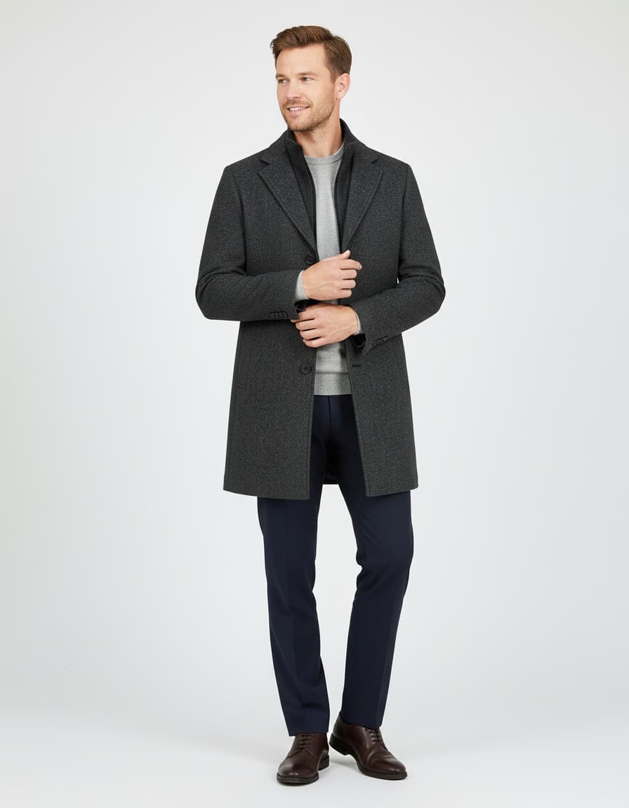Mantel Windfang Anthrazit — auf dem Model