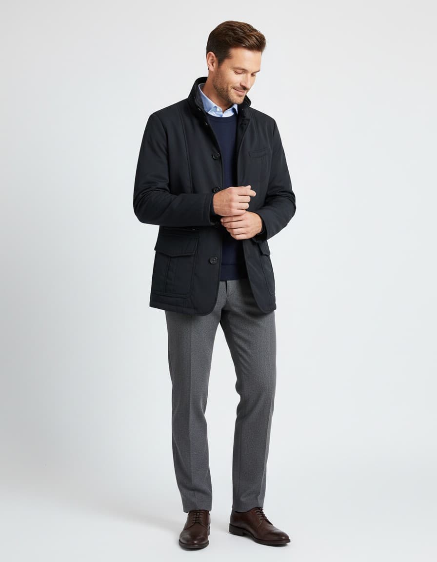 Windbreaker-Jacke Navy — auf dem Model
