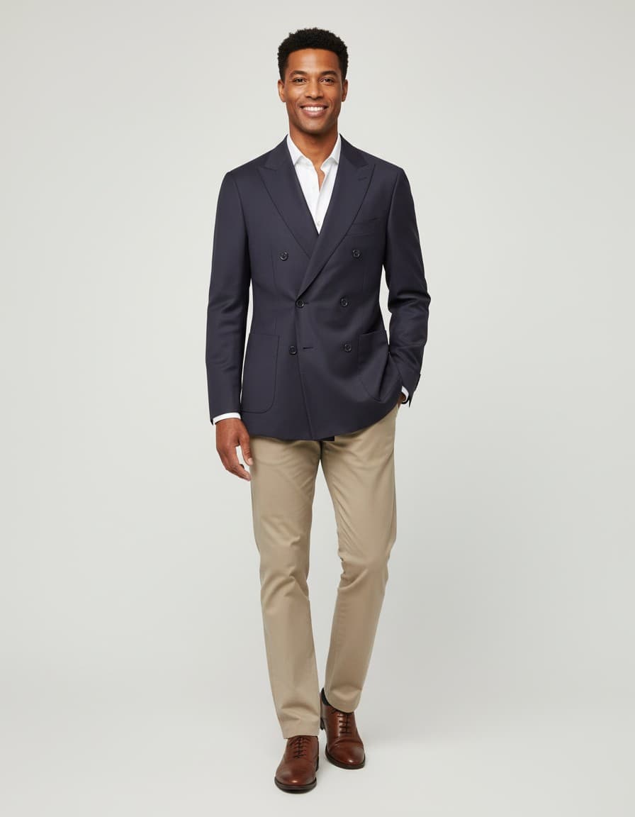 Colbert double-breasted wolblend navy Mix & Match — op model