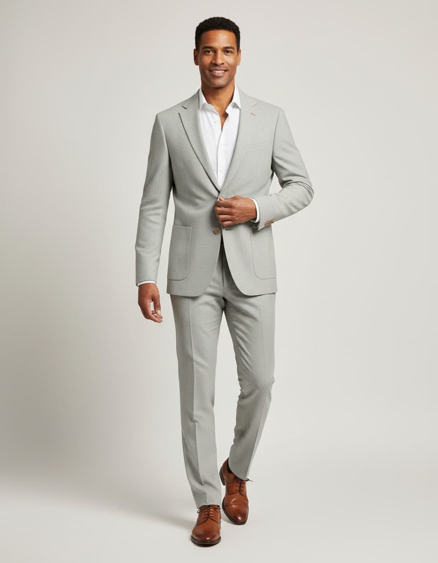 Houndstooth Blazer Beige — on model