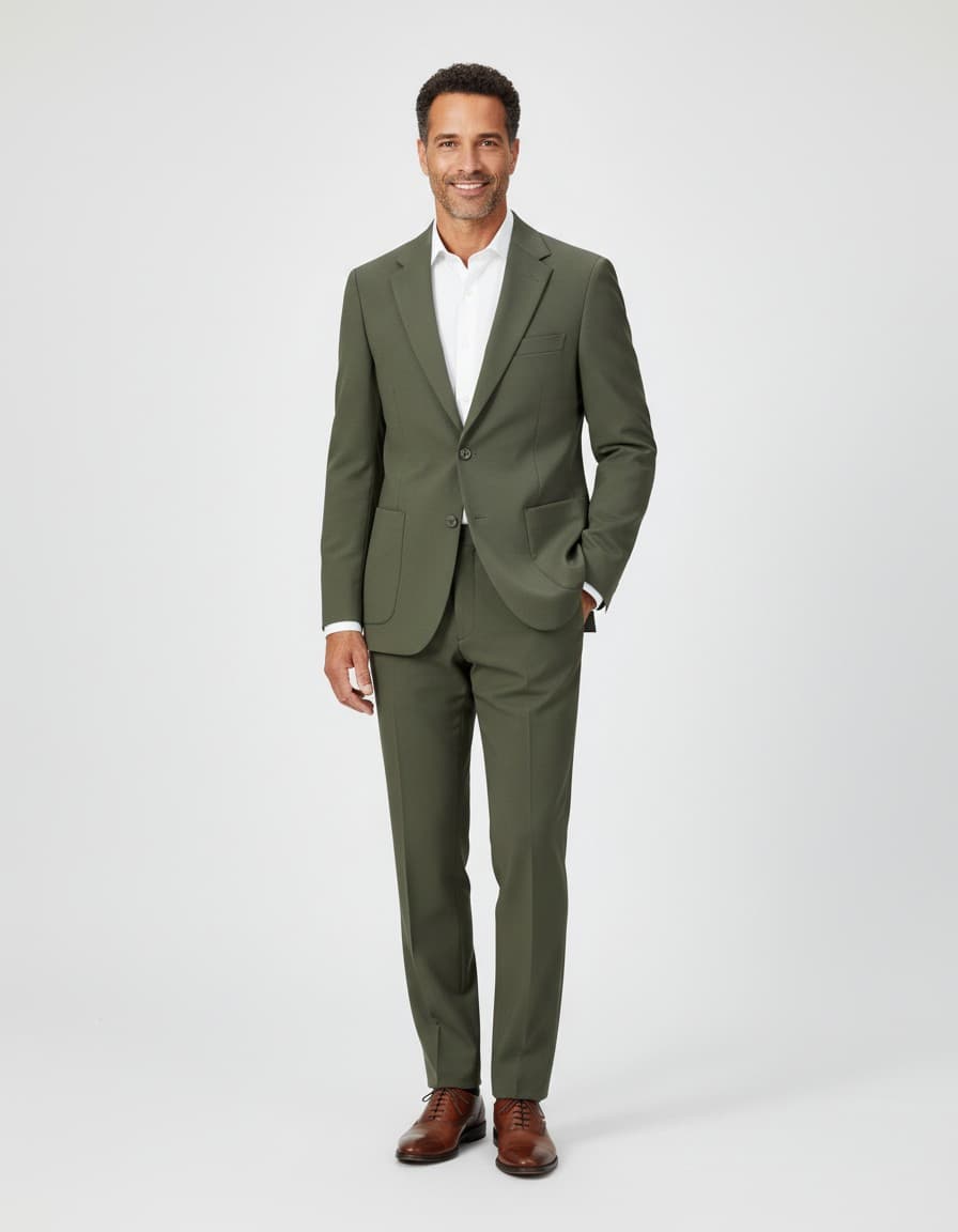 Colbert pique groen — op model