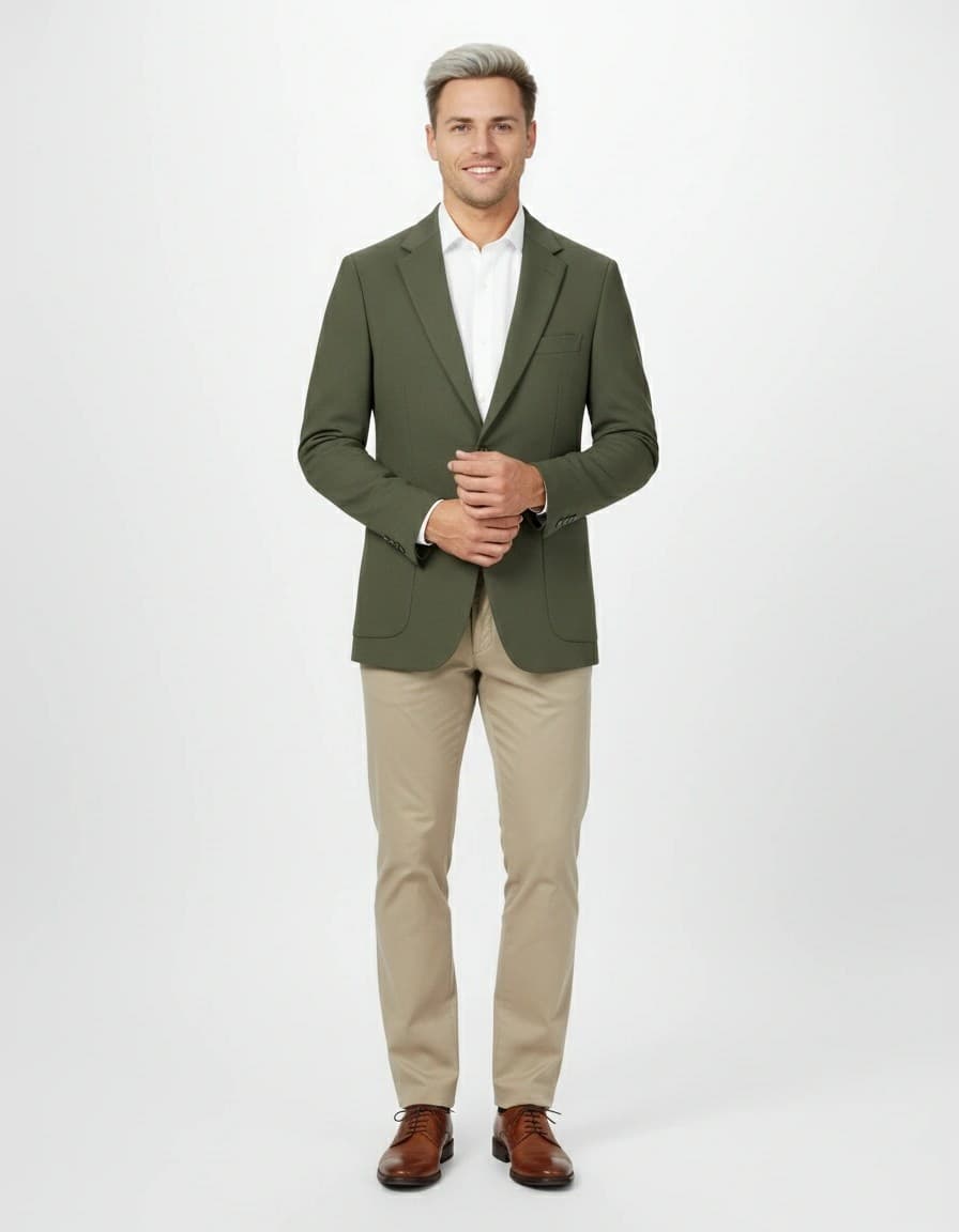 Colbert pique groen — op model