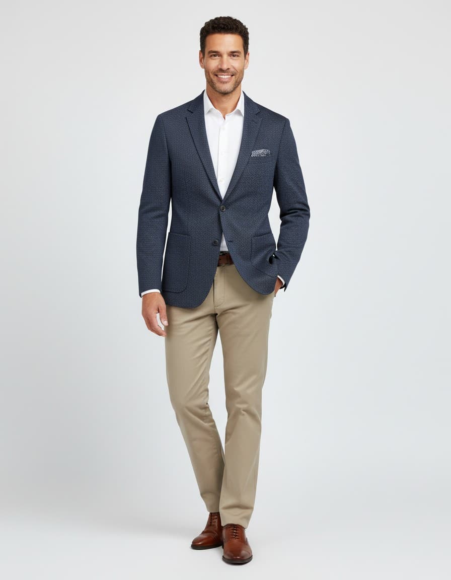 Sakko Print Blau — op model