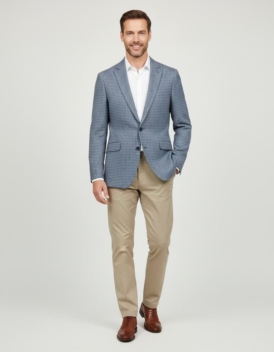 Sakko Karierte Struktur Blau — op model