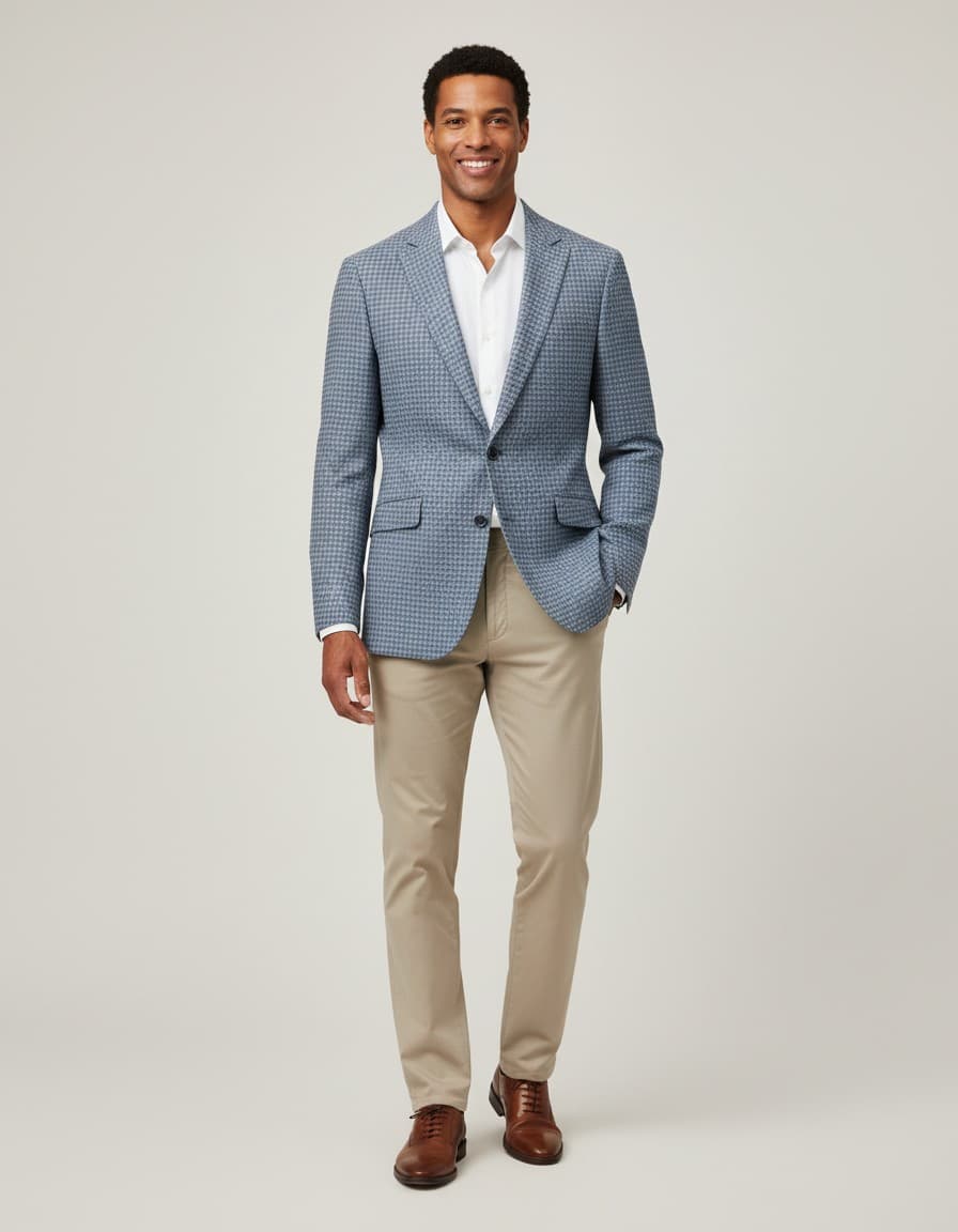 Blazer Check Structure Blue — on model