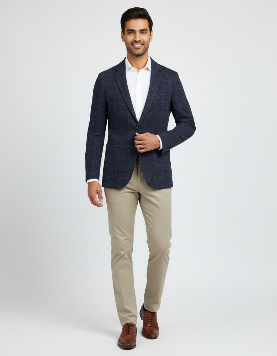 Colbert stretch ruit — op model