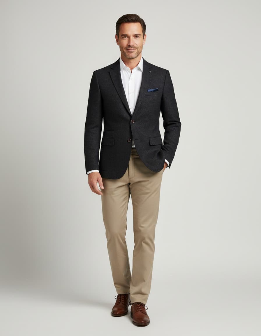 Sakko Struktur Kupferblau — op model