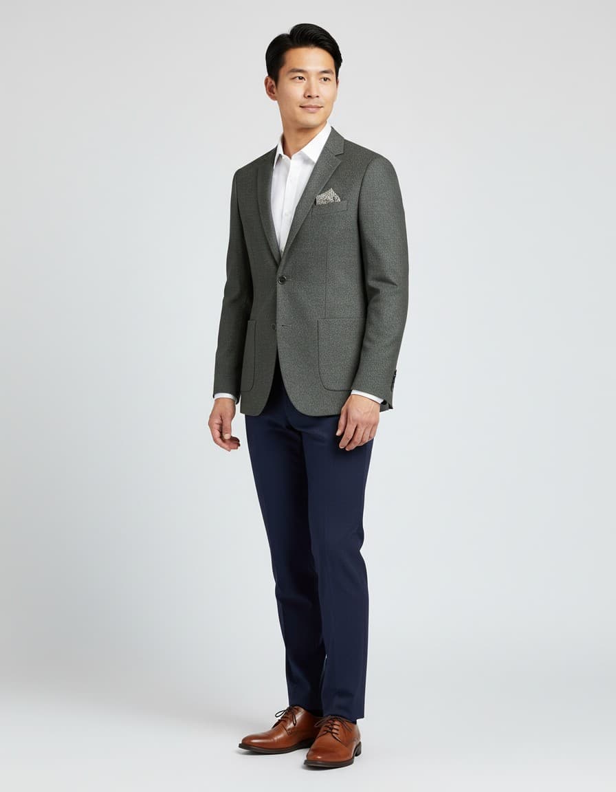 Tweed Look Textured Blazer — on model