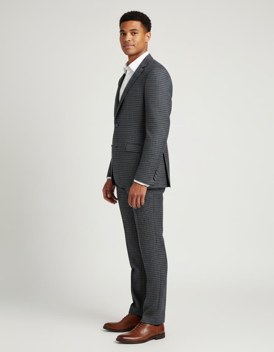 Colbert tweedlook ruit — op model