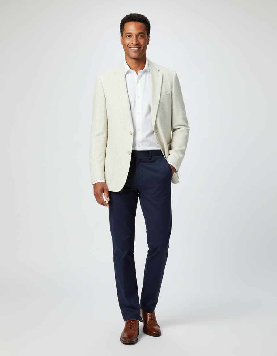Colbert wolblend beige — op model