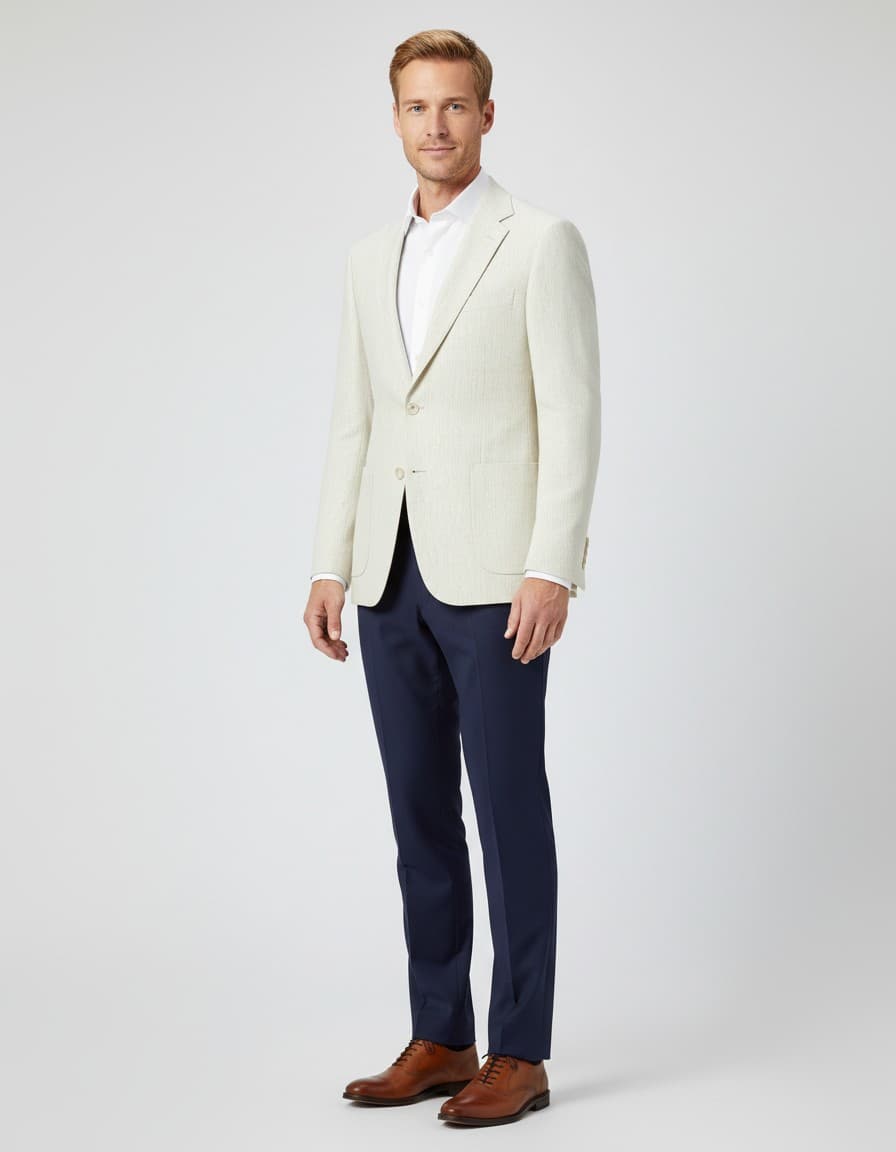 Colbert wolblend beige — op model